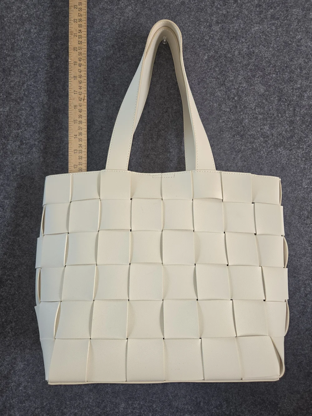 Woven Vegan Leather Cream Tote Bag - Timeless Everyday Carry